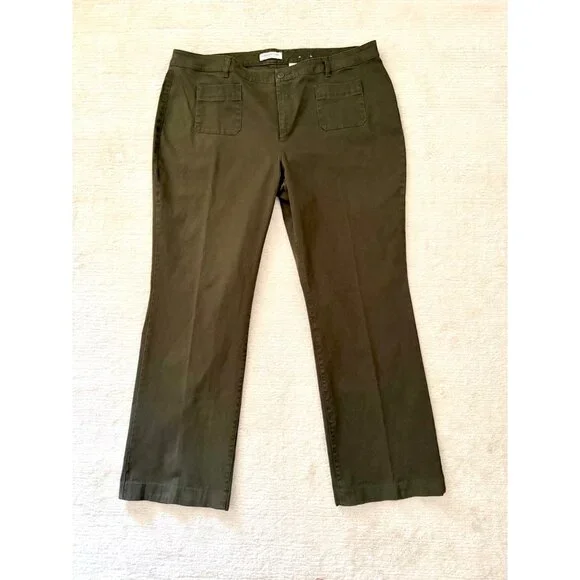Coldwater Creek Pants Size 18 Olive Green Natural Fit Casual Fall Style - Picture 4 of 12